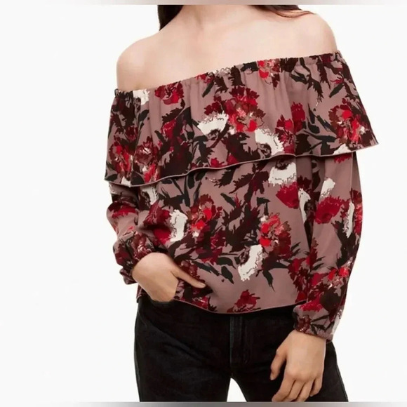Aritzia Wilfred Morel Floral Off Shoulder Blouse Ss M - Picture 2 of 16